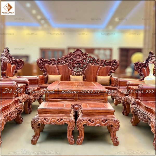 Bộ bàn ghế Hoàng Gia gỗ hương vách đặc